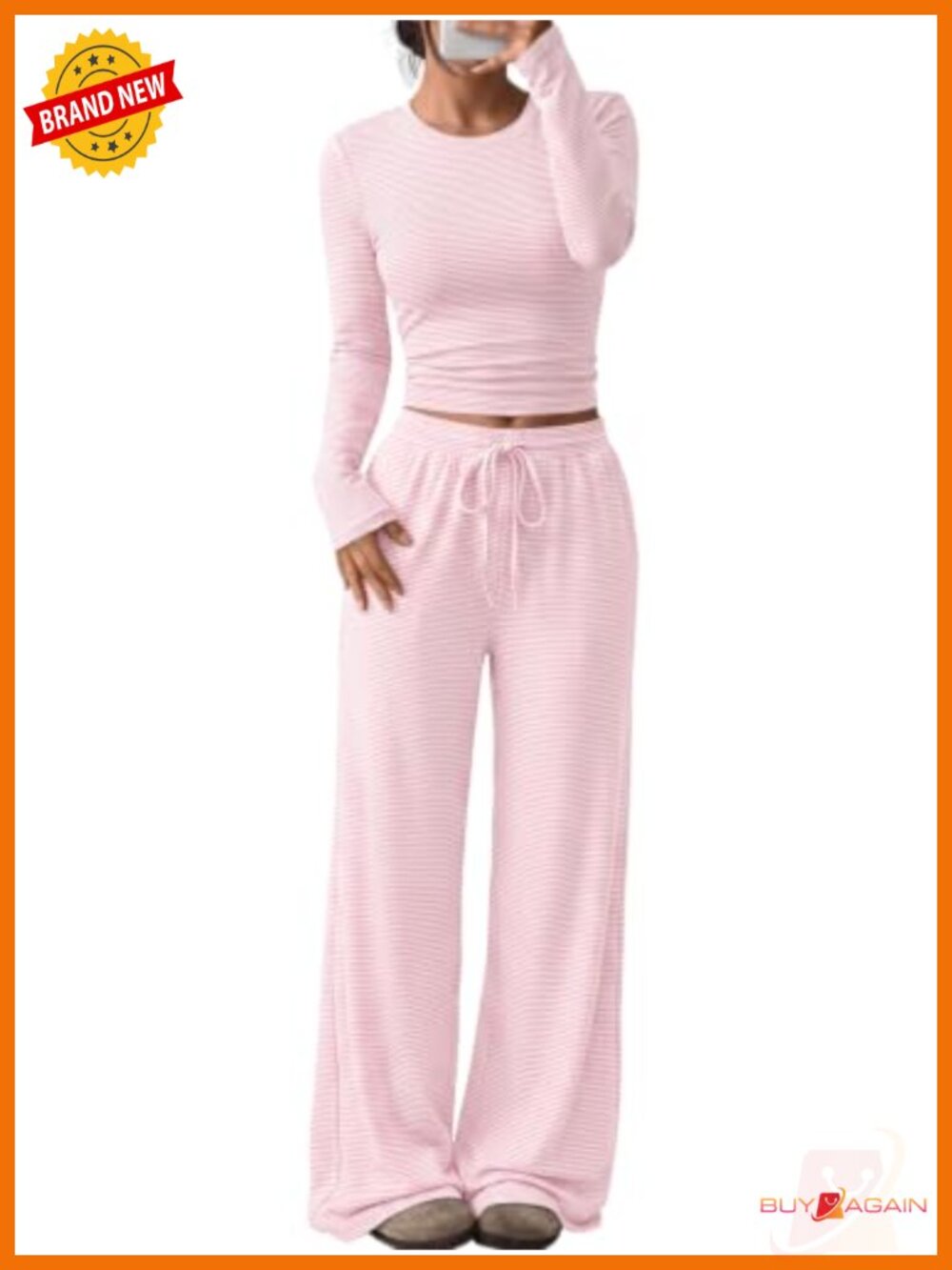 2 Piece Lounge Set Long Sleeve Wide Leg Pants 93% Rayon 7% Spandex